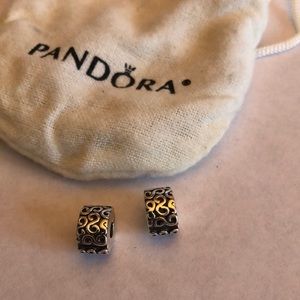 Pair Pandora patterned charms